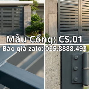 Cổng Sắt Hộp 4 Cánh Hiện Đại Màu Ghi Xingfa (Mẫu Quốc Dân 2026)